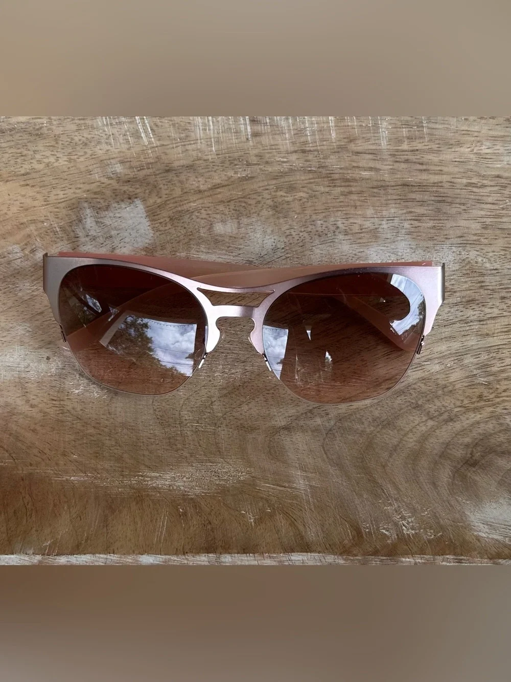 Tory Burch Rose Gold Frame Sunglasses with Brown Gradient Lenses